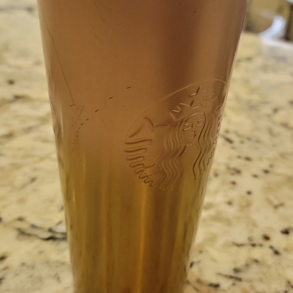 Starbucks Fall Pink Rose Gold Ombre Stainless Steel Venti 24 Oz Cold/Hot Cup